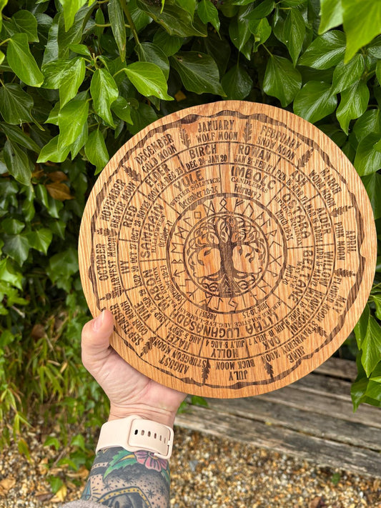 Polished Handcrafted Celtic Tree of Life Calendar featuring natural patterning and unique variations - Luna Panther