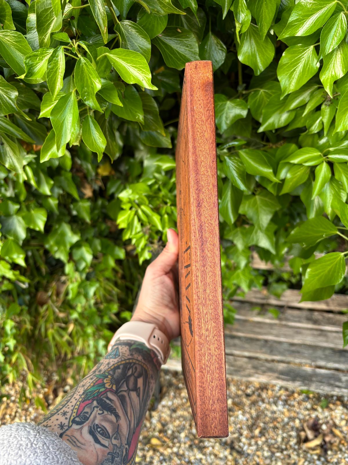 Polished Handcrafted Wooden Tarot Card Fool Lost Again featuring natural patterning and unique variations - Luna Panther
