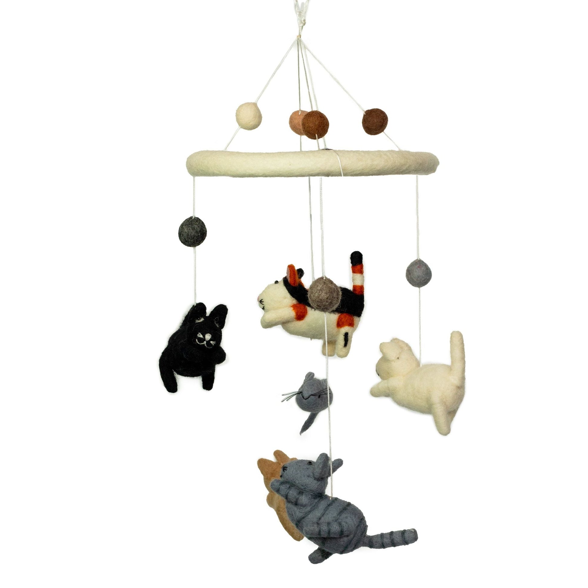 Handmade Felt Mobile - Cat & Mice - Luna Panther