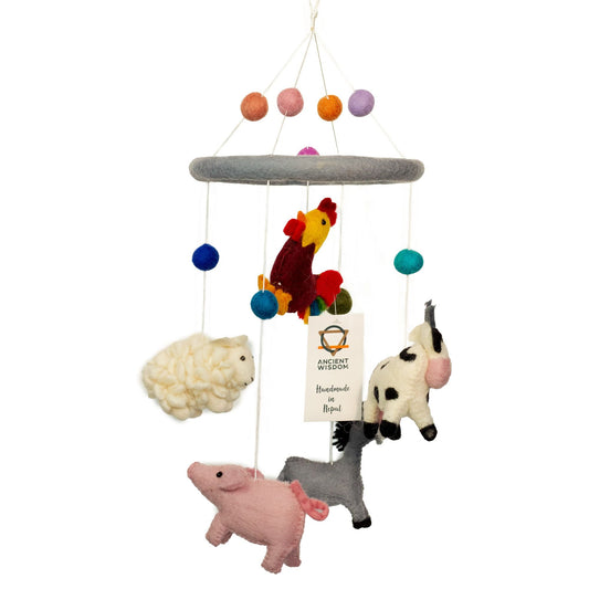 Handmade Felt Mobile - Farm Animals - Luna Panther