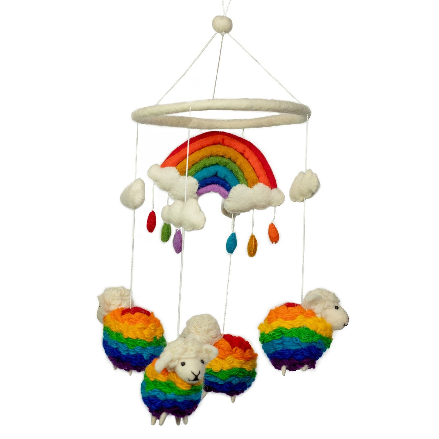 Handmade Felt Mobile - Rainbow Sheep - Luna Panther