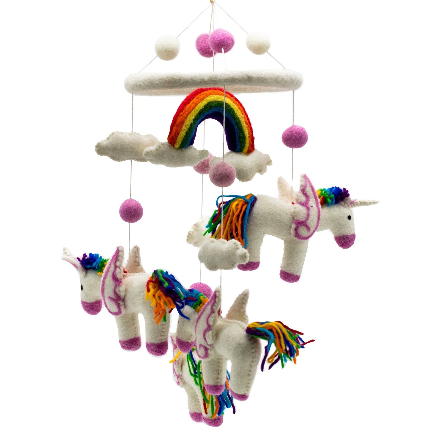Handmade Felt Mobile - Rainbow Unicorns - Luna Panther