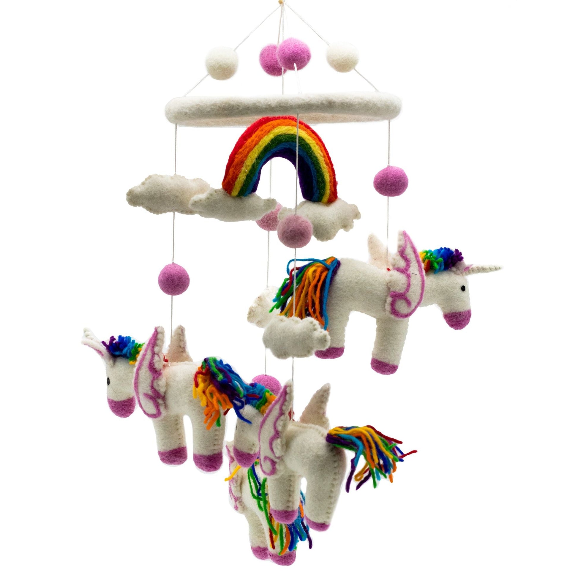 Handmade Felt Mobile - Rainbow Unicorns - Luna Panther