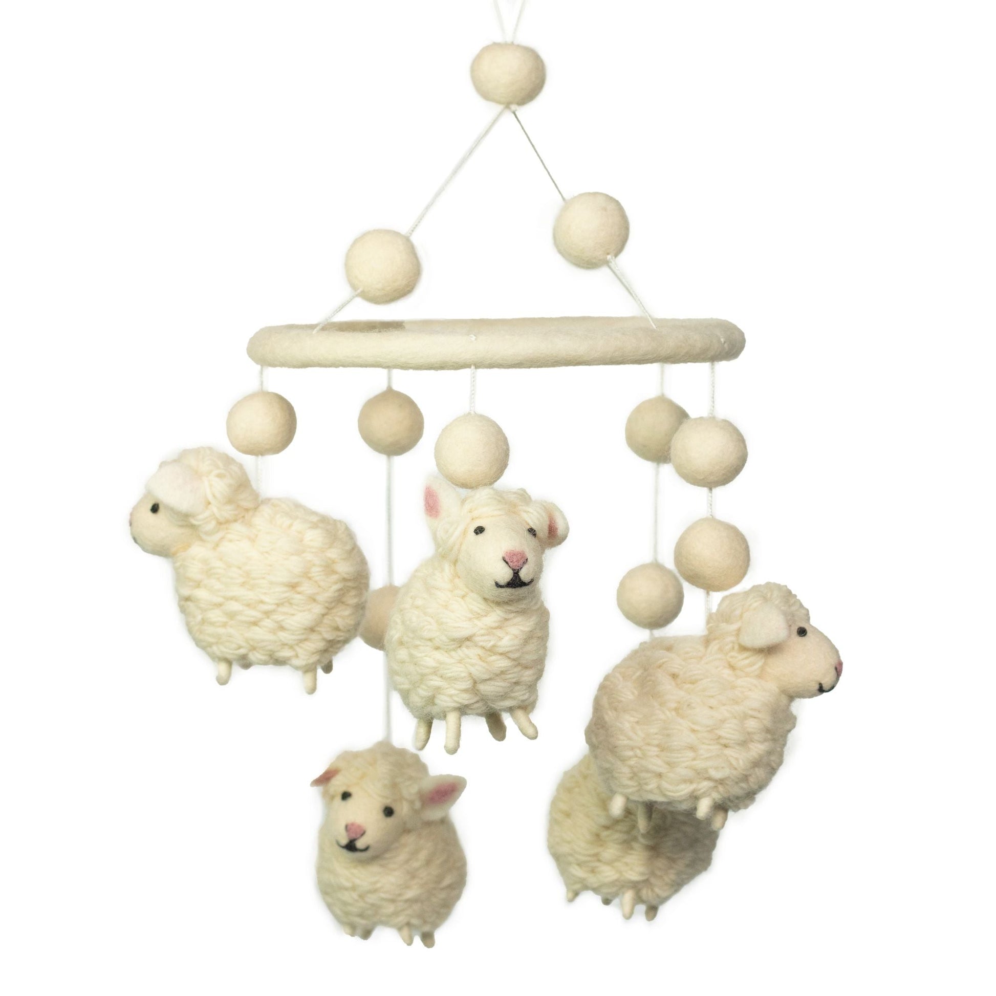 Handmade Felt Mobile - White Sheep - Luna Panther
