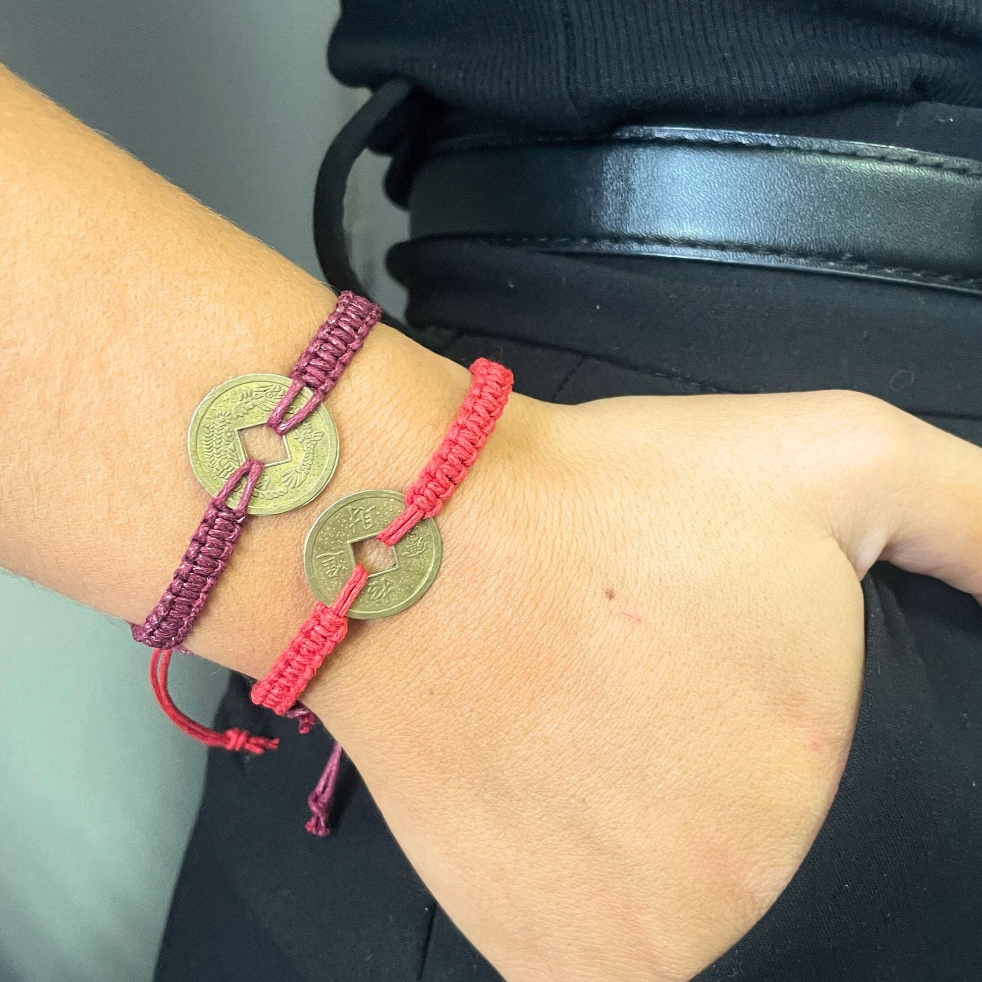 Handmade Friendship Bracelets - Lucky Friends Feng Shui Coin (asst) - Luna Panther