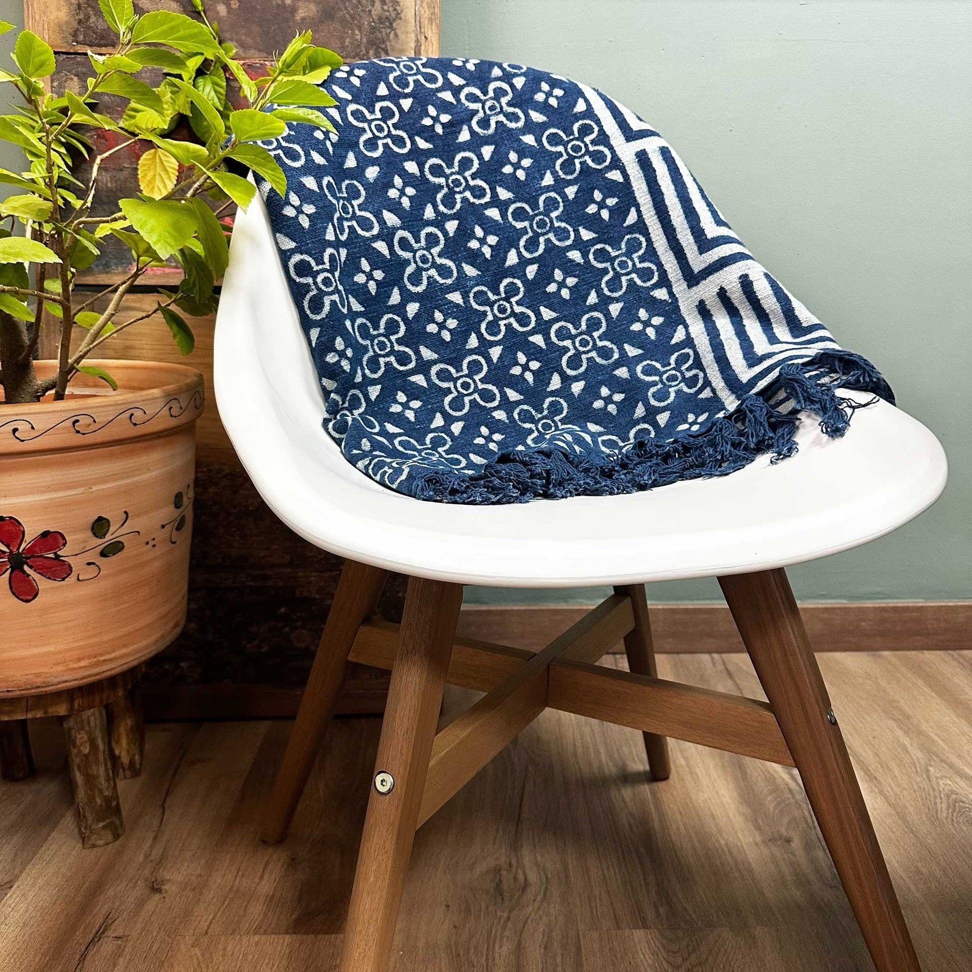 Handmade Indigo Throw - 170x120cm - Kasba Tiles - Luna Panther