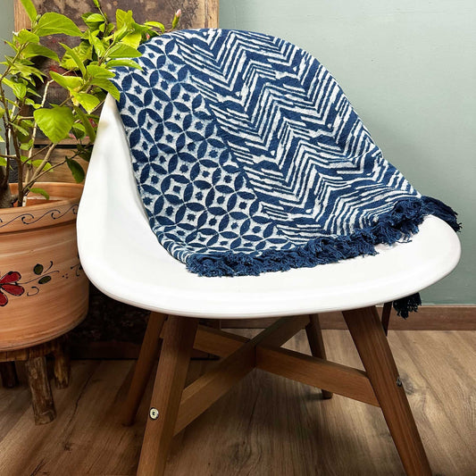 Handmade Indigo Throw - 170x120cm - Namoona Waves - Luna Panther