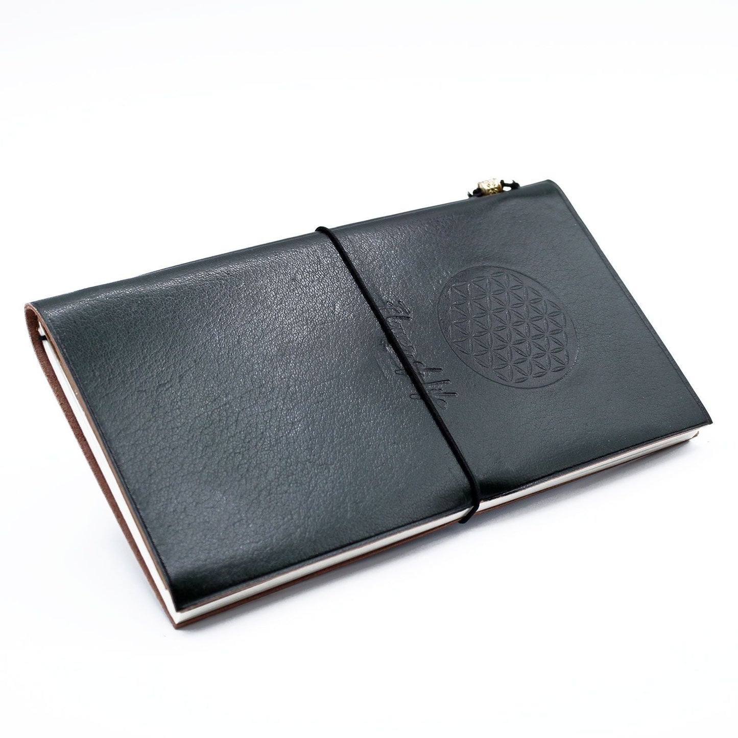 Handmade Leather Journal - Flower of Life - Green (80 pages) - Luna Panther