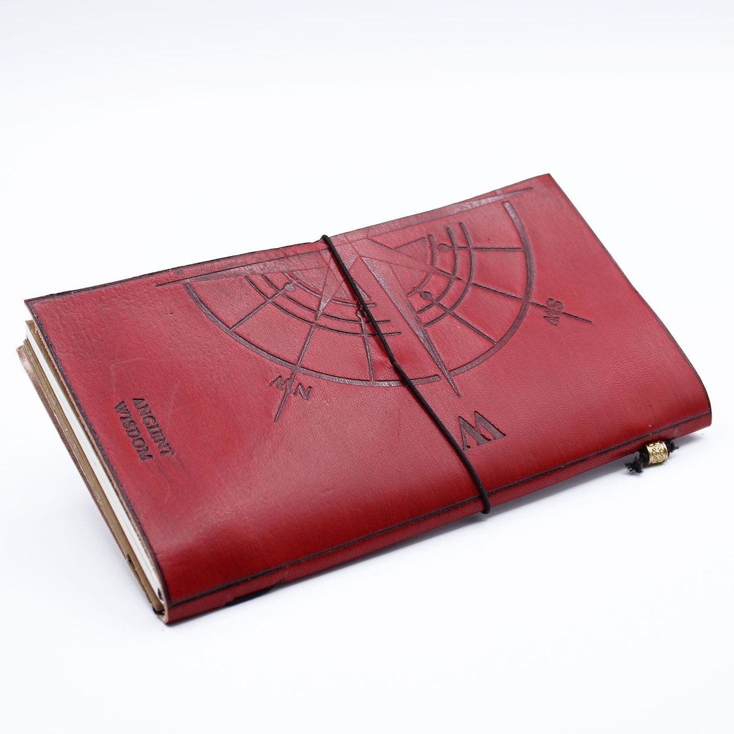 Handmade Leather Journal - The Adventure Begins - Red - (80 pages) - Luna Panther