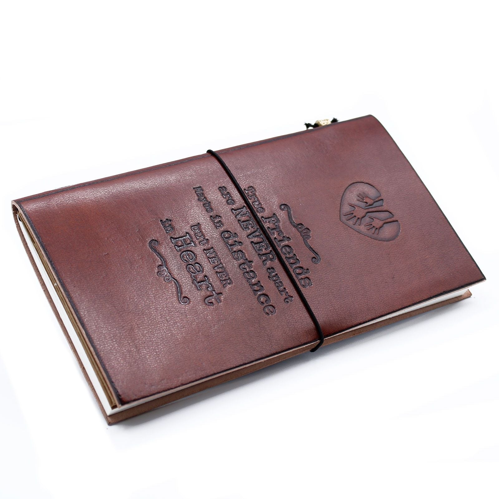 Handmade Leather Journal - True Friends - Brown (80 pages) - Luna Panther