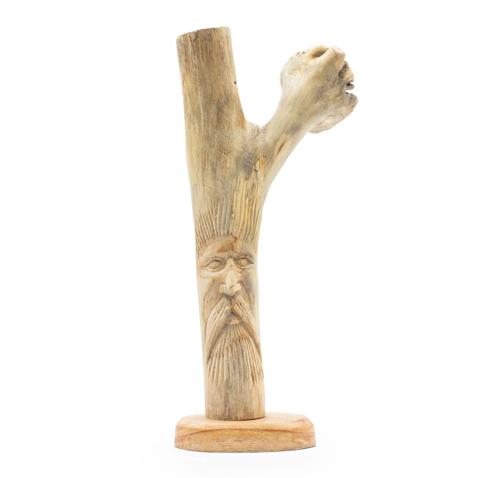 Handmade Parasite Wood Art Carving - Greenman - Luna Panther