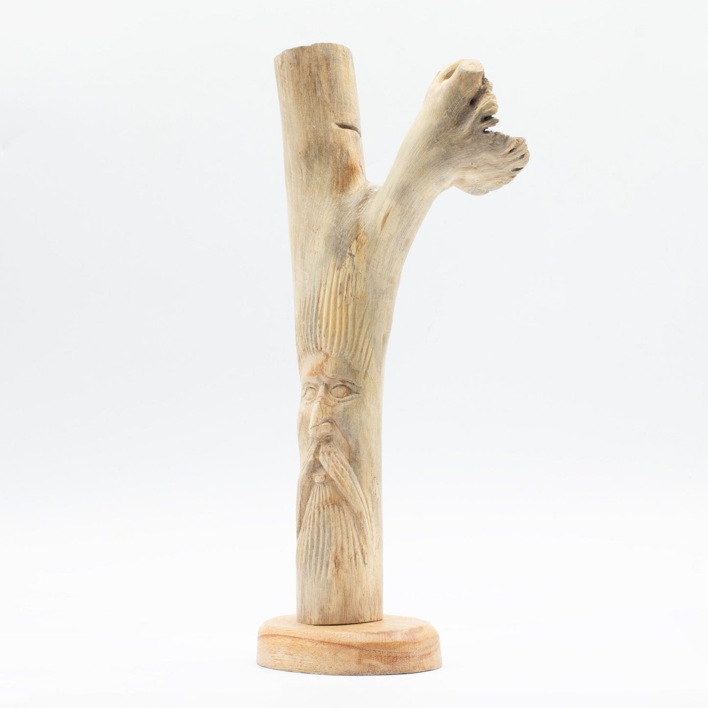 Handmade Parasite Wood Art Carving - Greenman - Luna Panther