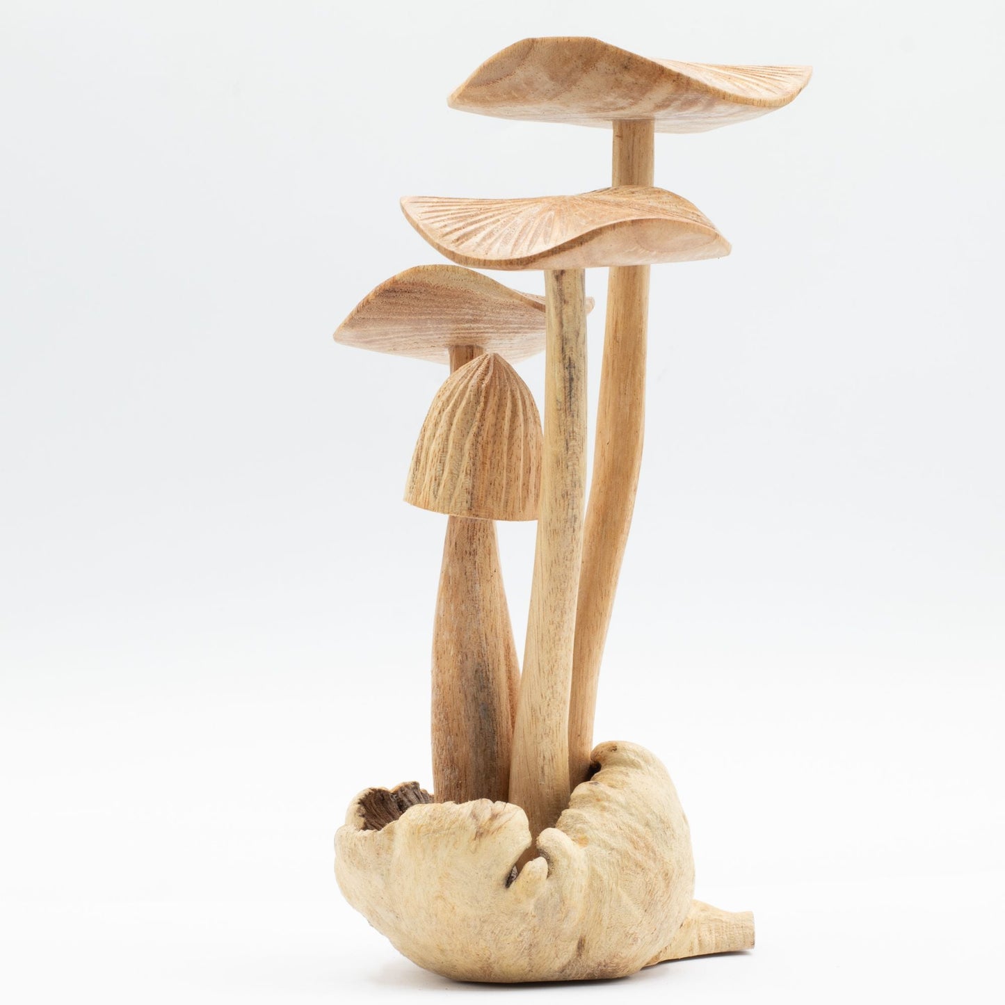 Handmade Parasite Wood Art Carving - Set of 4 Large Mushrooms - Luna Panther