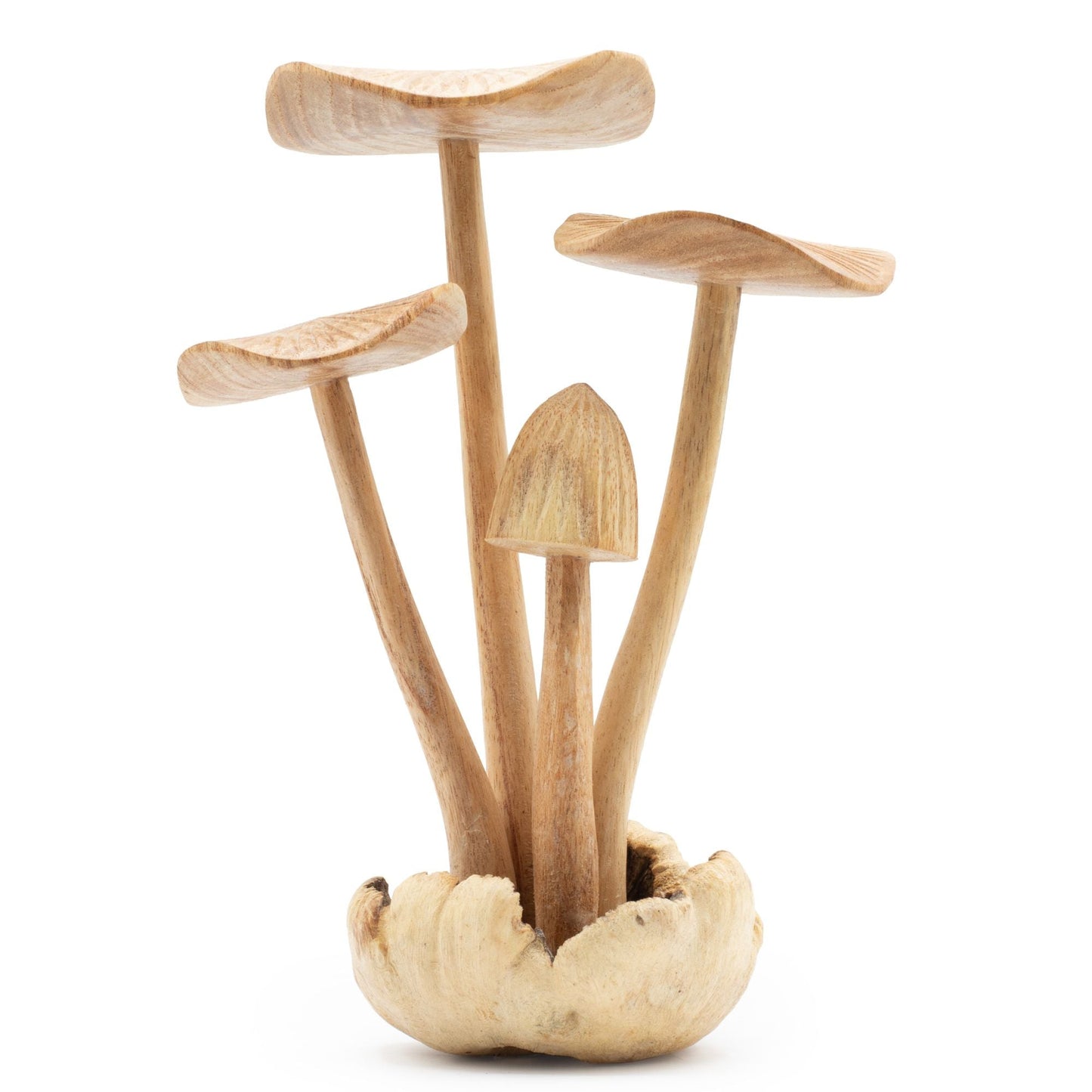 Handmade Parasite Wood Art Carving - Set of 4 Large Mushrooms - Luna Panther