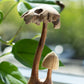 Handmade Parasite Wood Art Carving - Set of Two Mushrooms - Luna Panther