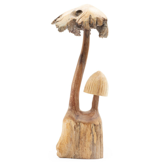Handmade Parasite Wood Art Carving - Set of Two Mushrooms - Luna Panther alternate view