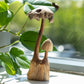 Handmade Parasite Wood Art Carving - Set of Two Mushrooms - Luna Panther