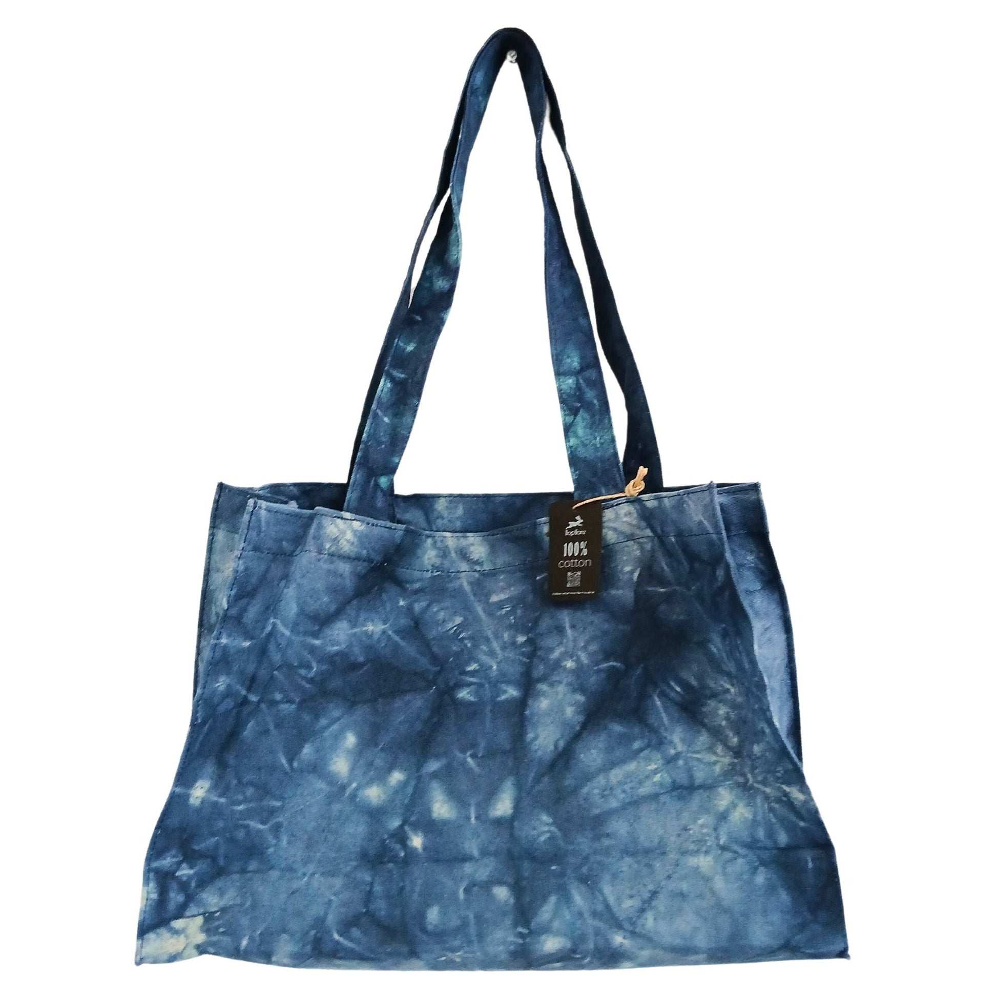 Polished Handy Bag - Deep Sea Blue Stonewash Effect featuring natural patterning and unique variations - Luna Panther