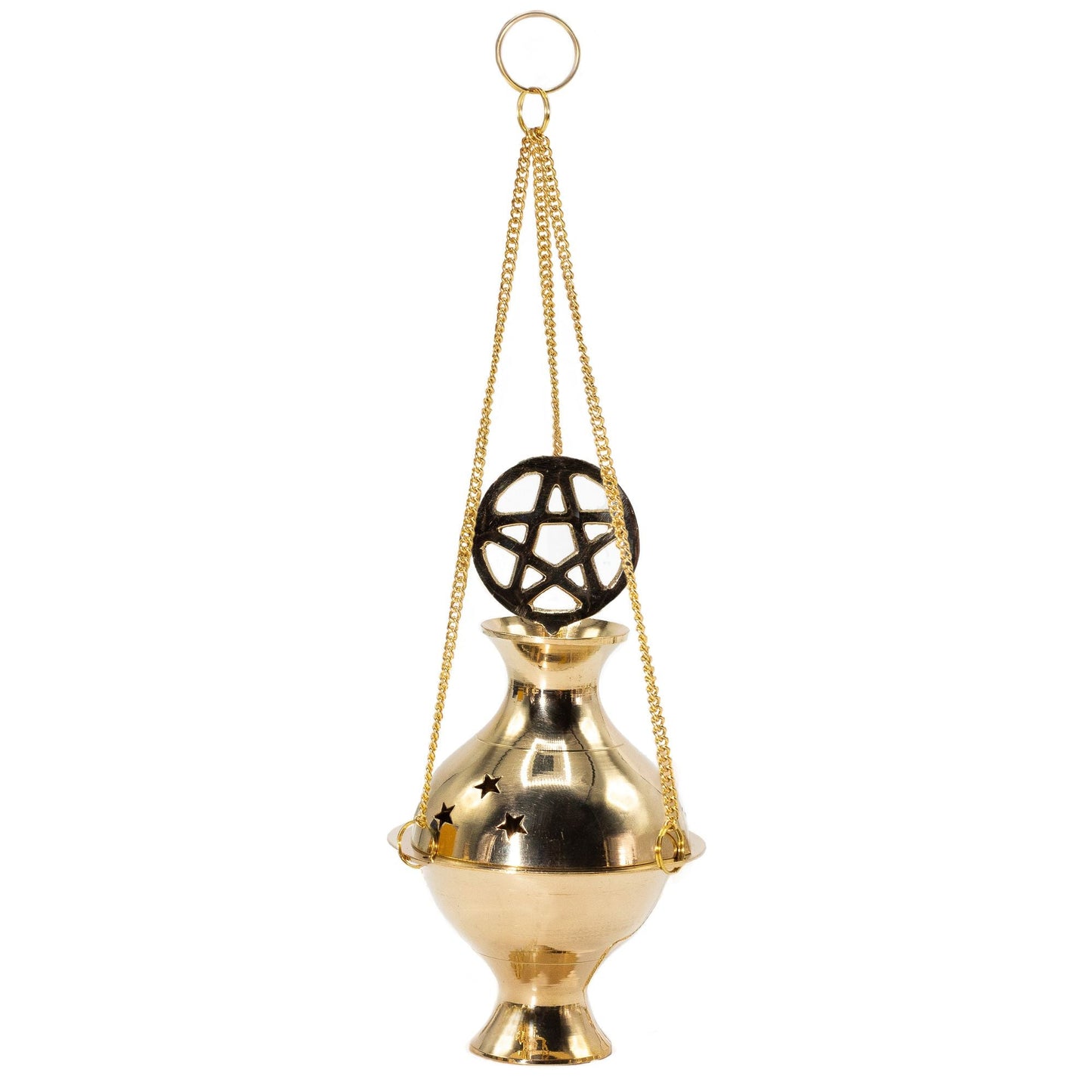 Hanging Brass Incense Burner - Pentagram - Luna Panther