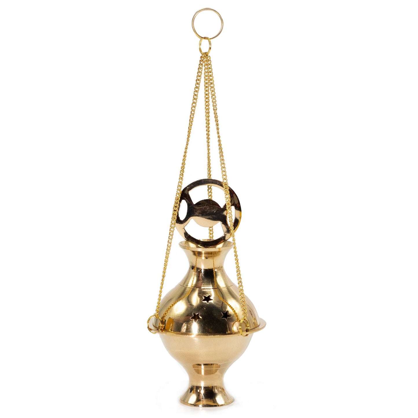 Hanging Brass Incense Burner - Three Phase Moon - Luna Panther