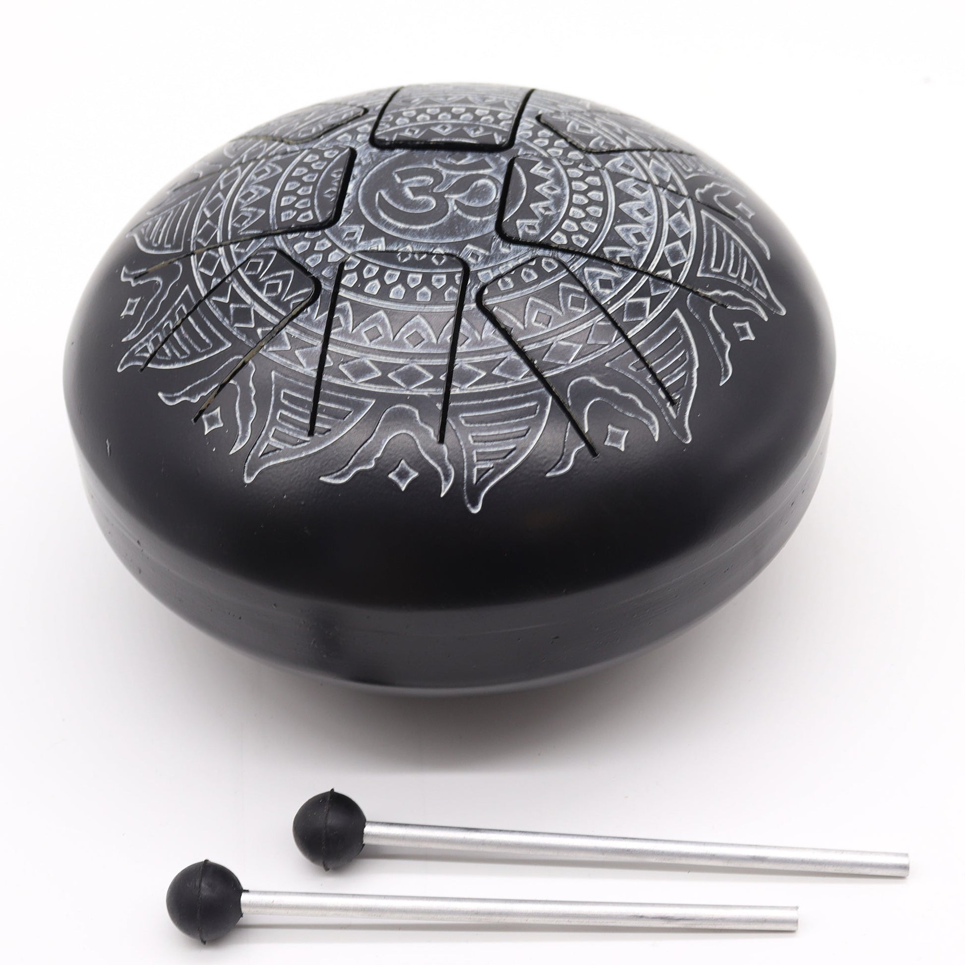 Large Hapi Drum - 8-Tone OM Mandala Engraved - 22x15cm at Luna Panther