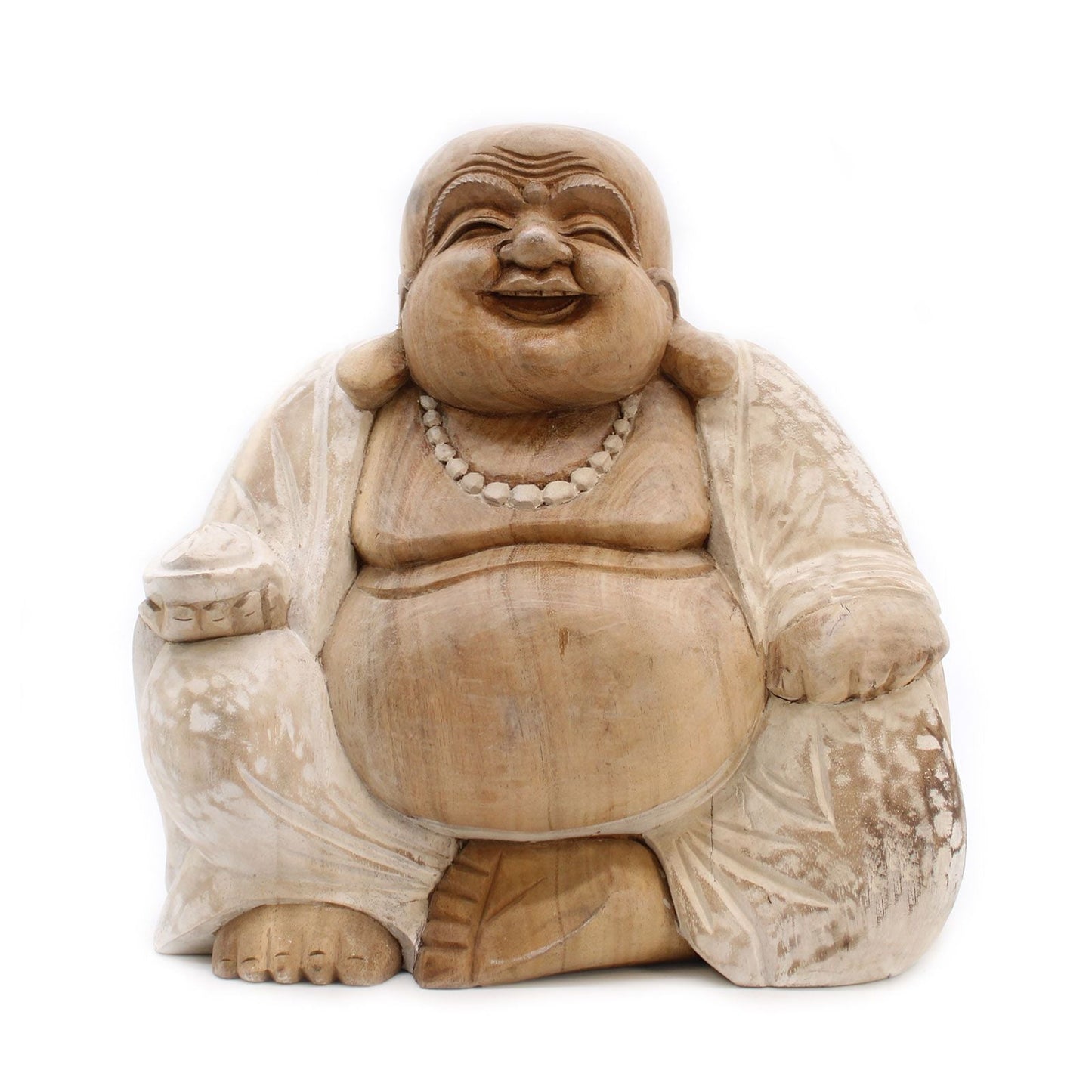 Polished Happy Buddha - Whitewash 30cm featuring natural patterning and unique variations - Luna Panther