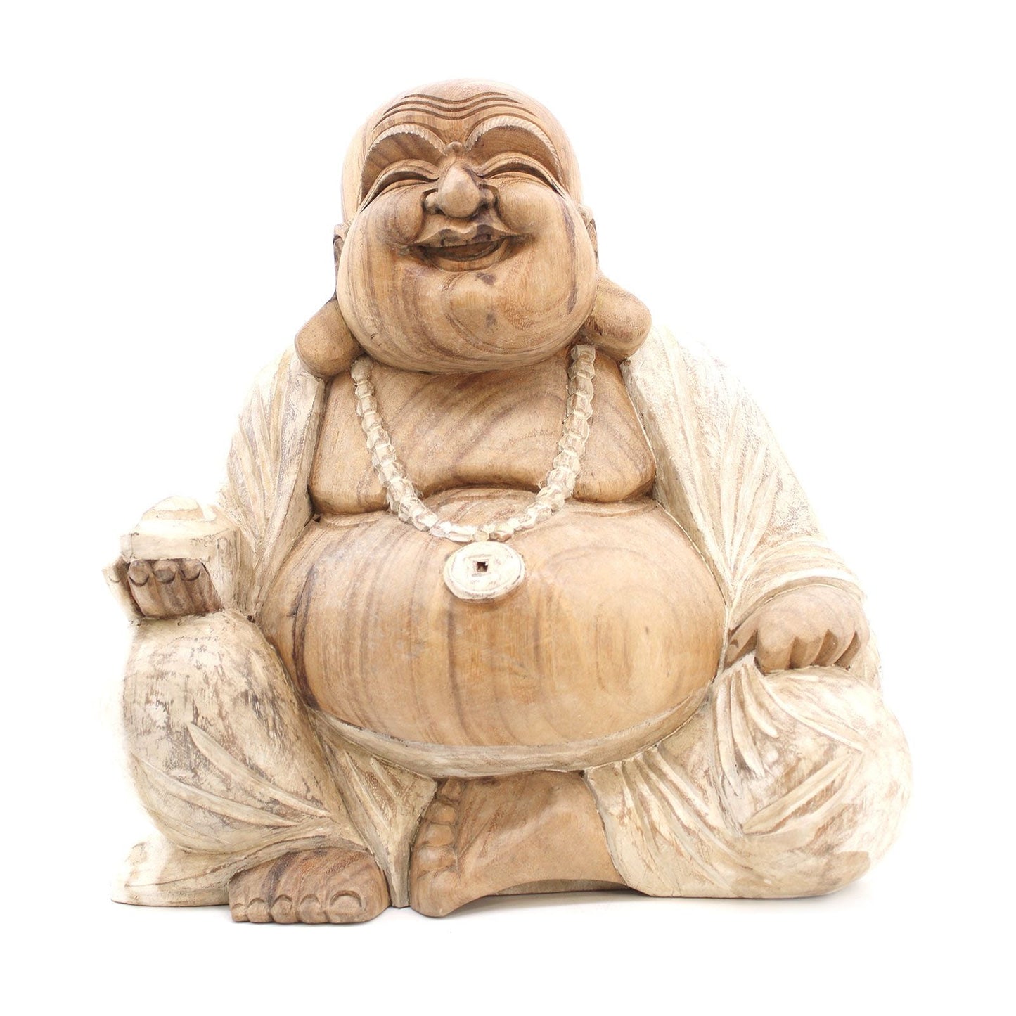 Polished Happy Buddha - Whitewash 40cm featuring natural patterning and unique variations - Luna Panther