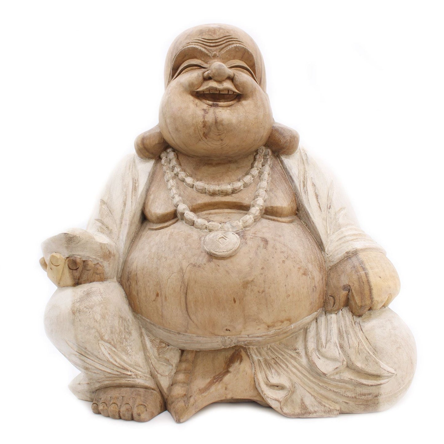 Polished Happy Buddha - Whitewash 50cm featuring natural patterning and unique variations - Luna Panther