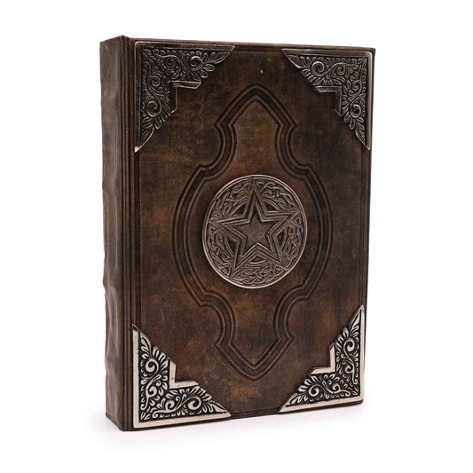 Heafty Brown Tan Book - Zinc Pentagon Decor - 200 Deckle Edges Pages - 26x18cm - Luna Panther