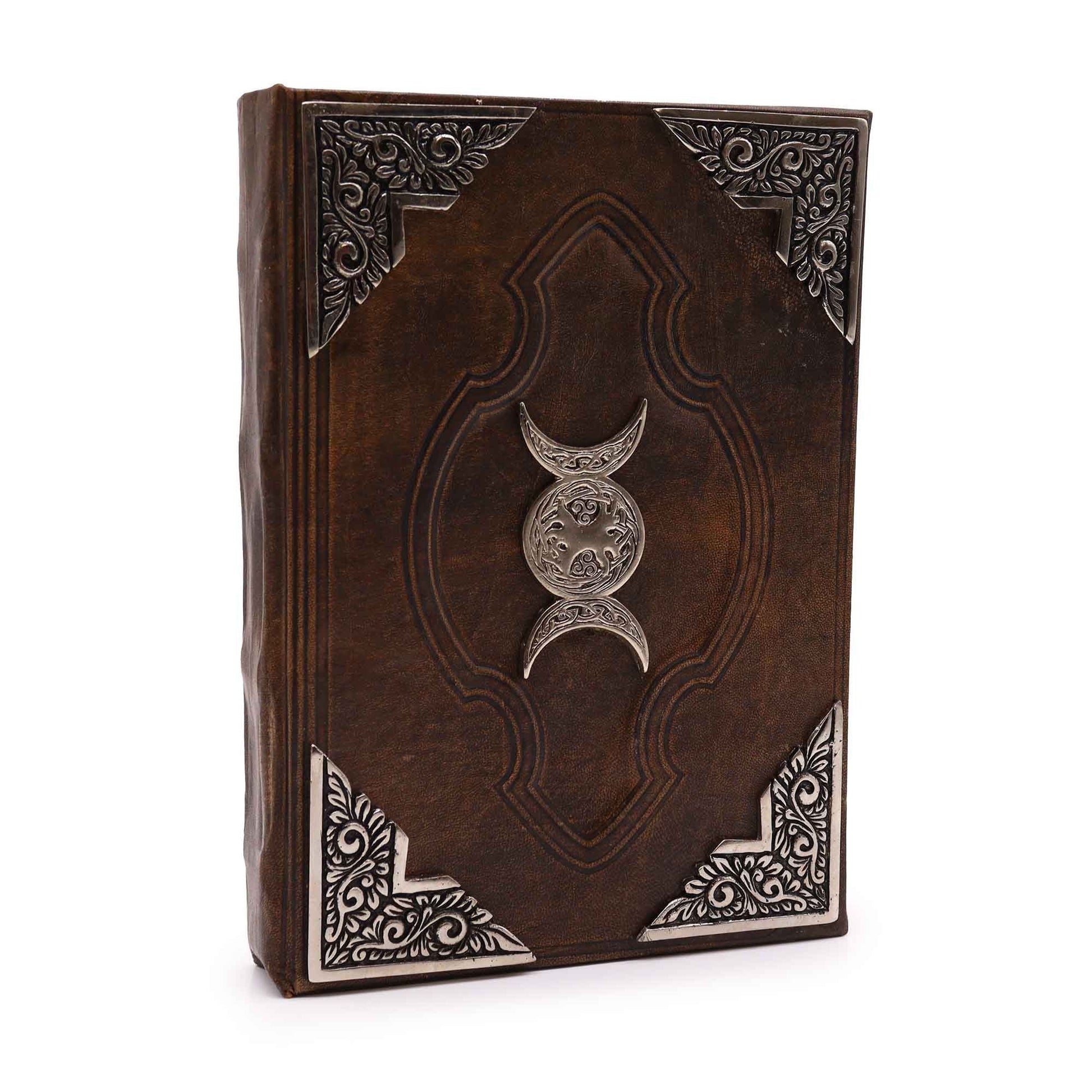 Heafty Brown Tan Book - Zinc Triple Moon Decor - 200 Deckle Edges Pages - 26x18cm - Luna Panther