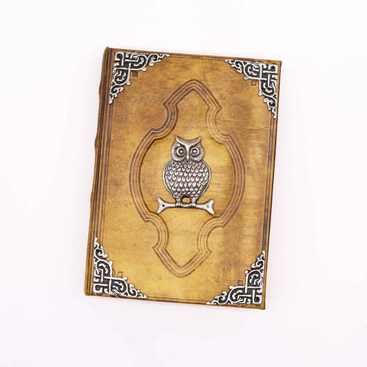 Heafty Coffee Tan Book - Zinc Owl Decor - 200 Deckle Edges Pages - 26x18cm - Luna Panther alternate view