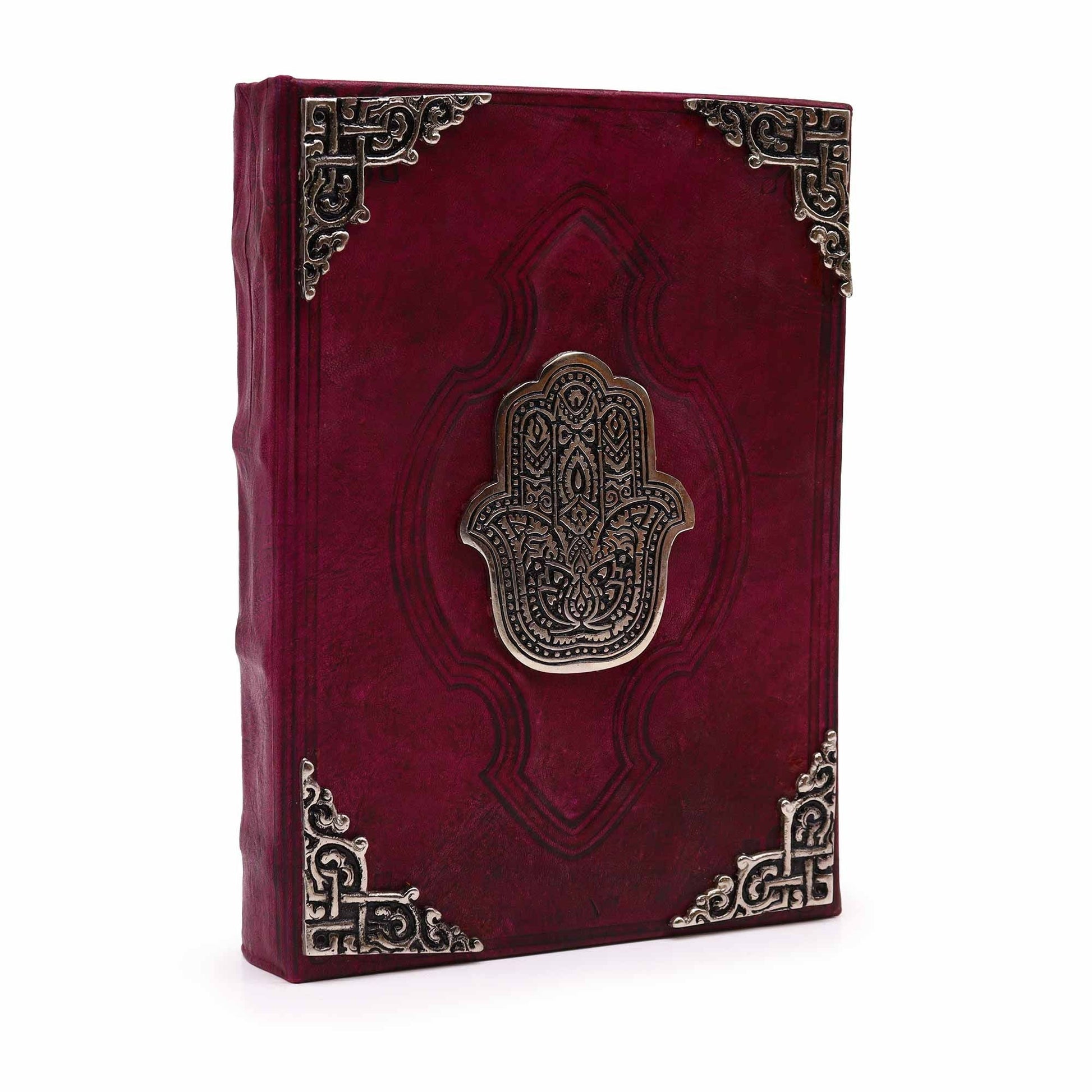 Heafty Red Tan Book - Zinc Hamsa Decor - 200 Deckle Edges Pages - 26x18cm - Luna Panther