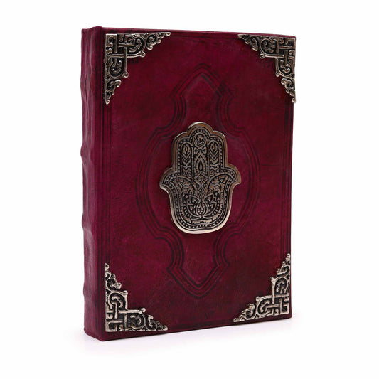 Heafty Red Tan Book - Zinc Hamsa Decor - 200 Deckle Edges Pages - 26x18cm - Luna Panther alternate view