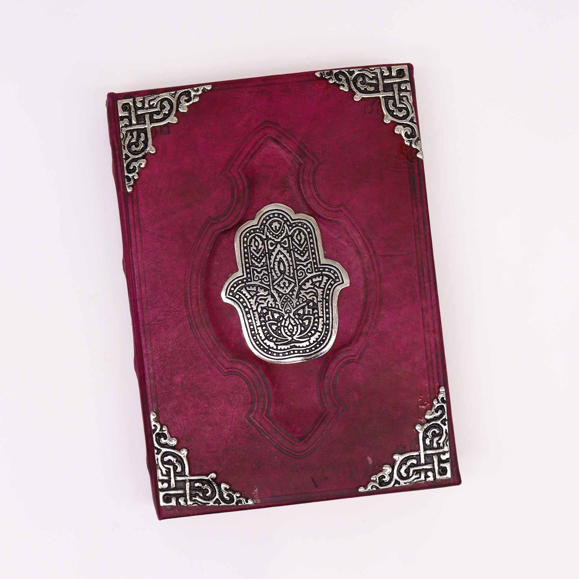 Heafty Red Tan Book - Zinc Hamsa Decor - 200 Deckle Edges Pages - 26x18cm - Luna Panther