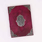 Heafty Red Tan Book - Zinc Hamsa Decor - 200 Deckle Edges Pages - 26x18cm - Luna Panther