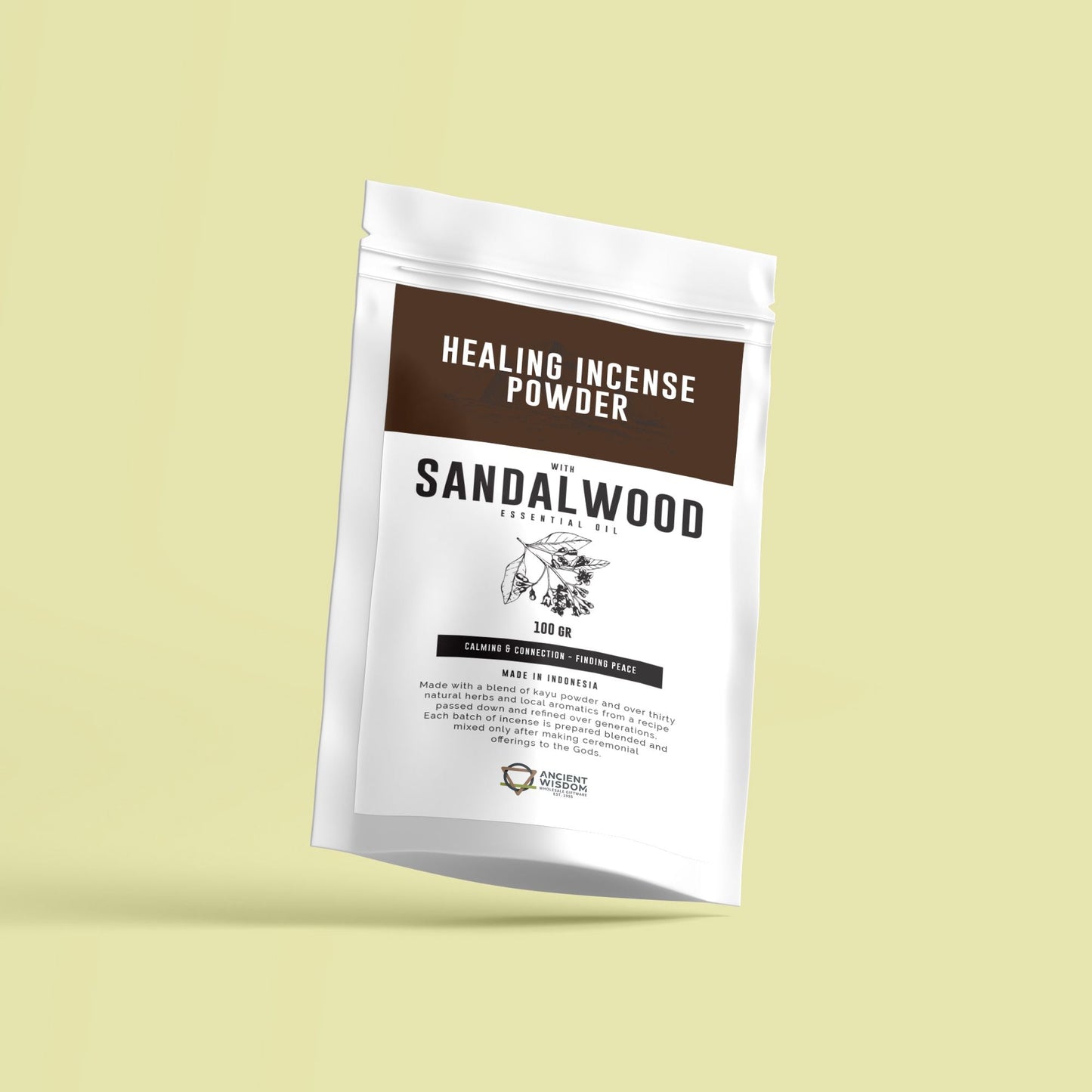 Healing Incense Powder - Sandalwood 100gm - Luna Panther