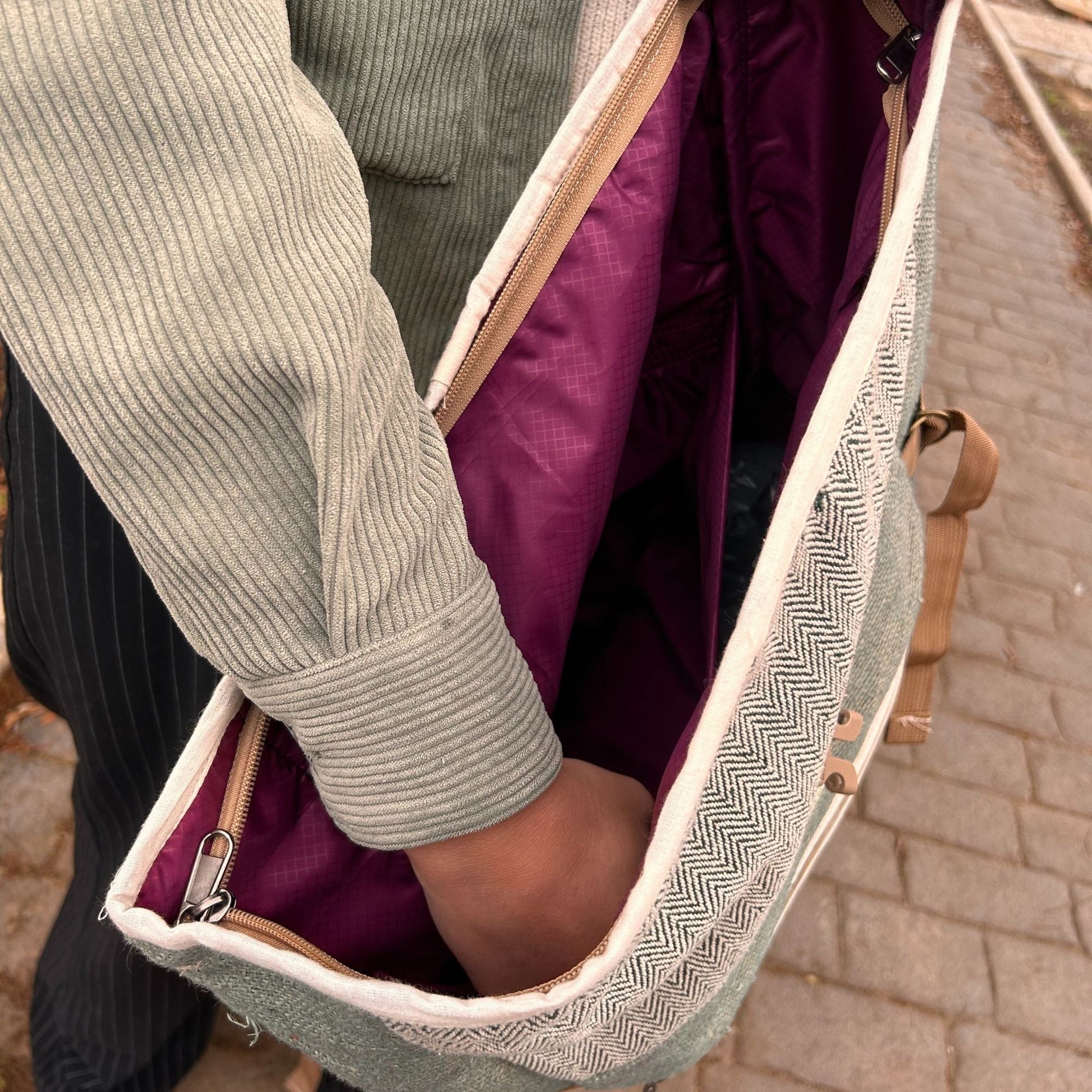 Hemp Trekking Rolling Backpack - Sage - Luna Panther