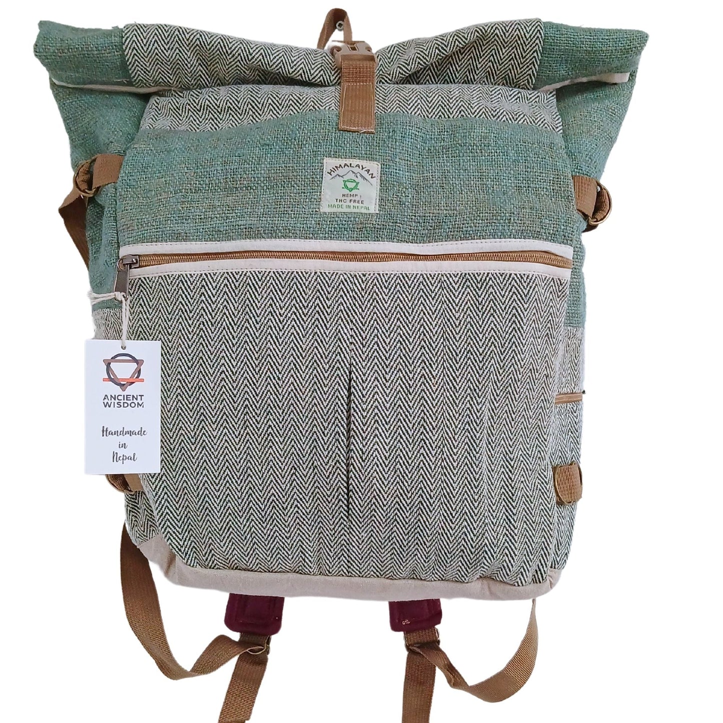 Hemp Trekking Rolling Backpack - Sage - Luna Panther