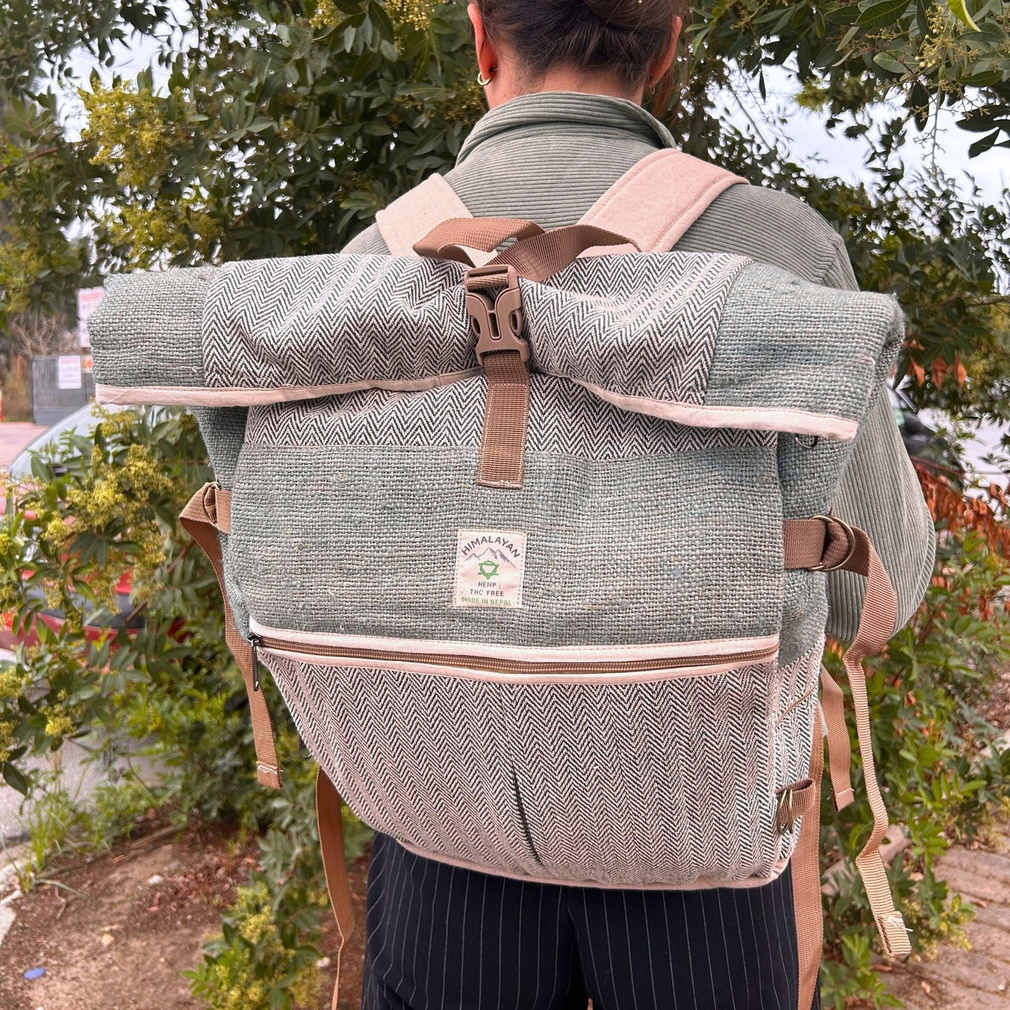 Hemp Trekking Rolling Backpack - Sage - Luna Panther