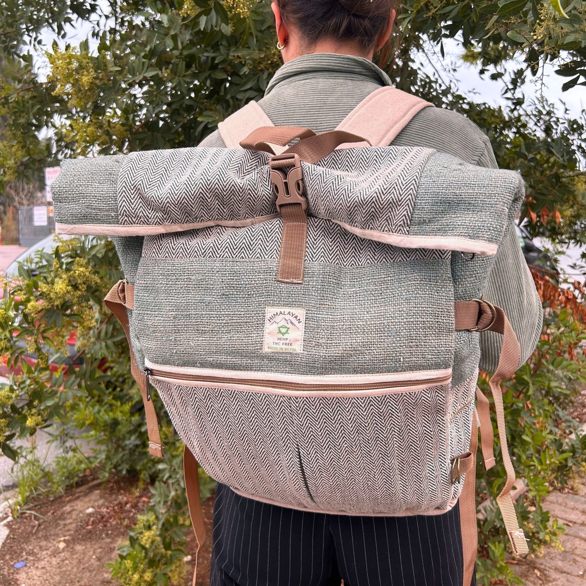 Hemp Trekking Rolling Backpack - Sage - Luna Panther