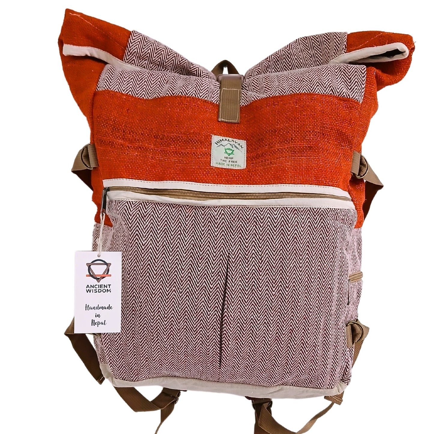 Hemp Trekking Rolling Backpack - Sunset Orange - Luna Panther