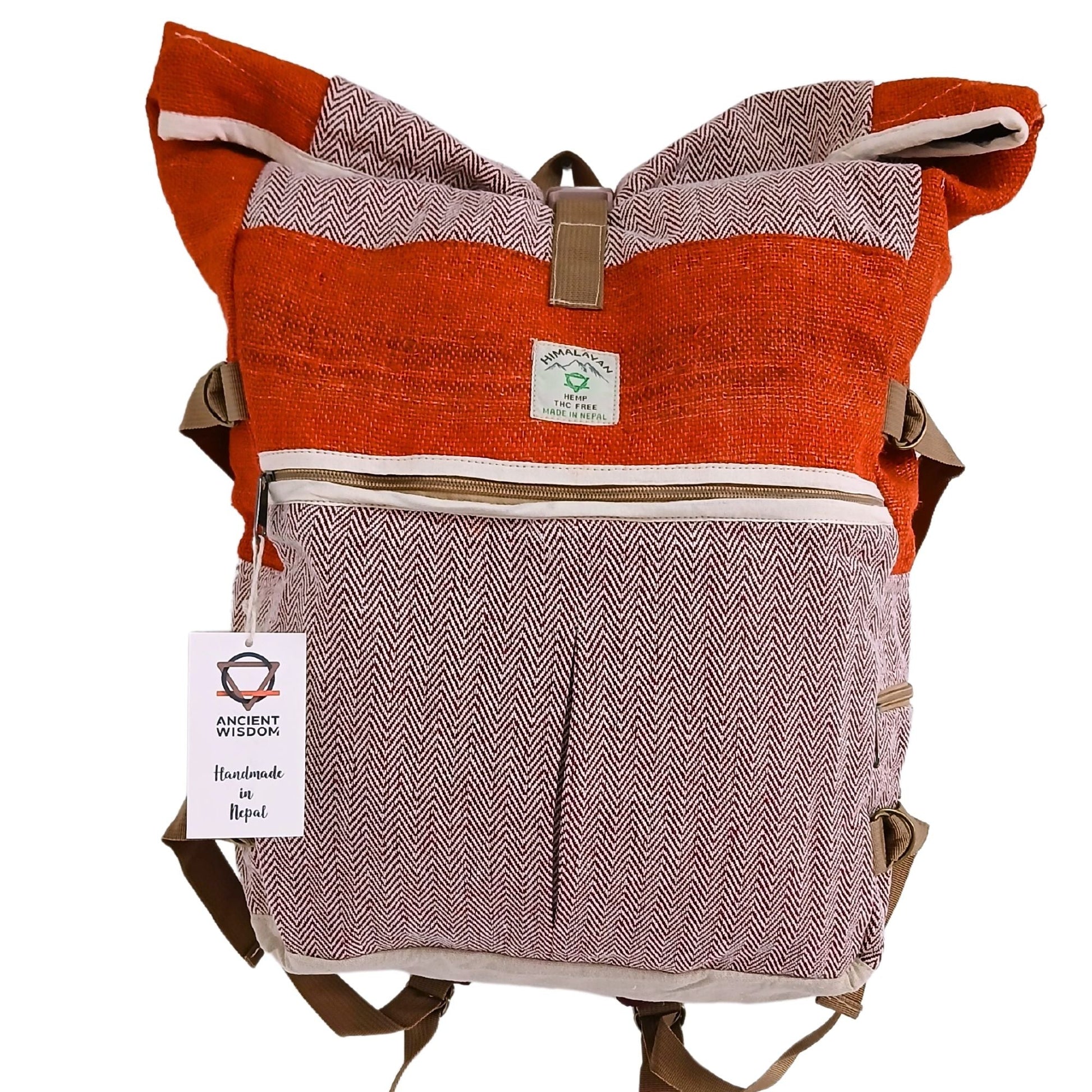 Hemp Trekking Rolling Backpack - Sunset Orange - Luna Panther