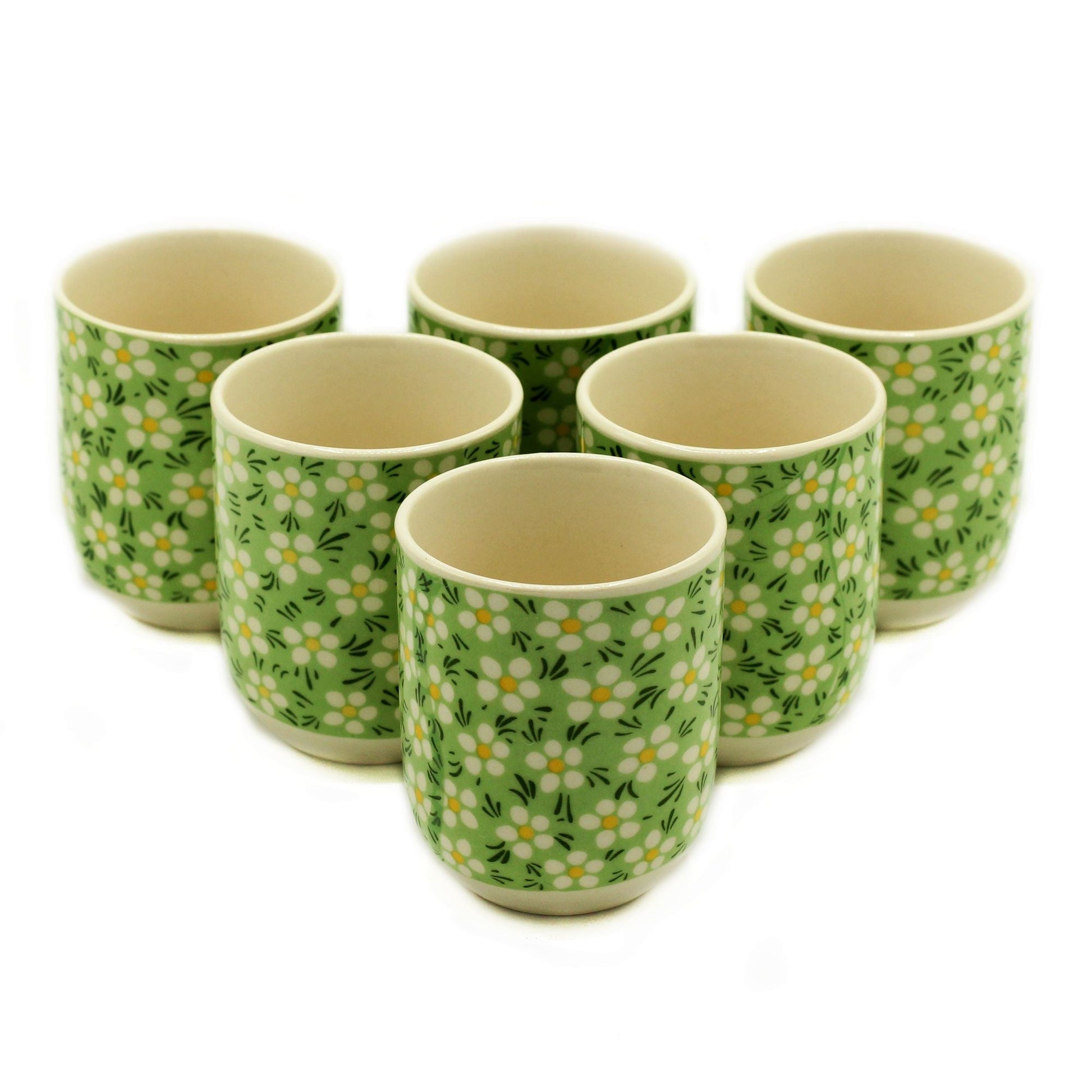 Herbal Tea Cups - Green Daisy at Luna Panther