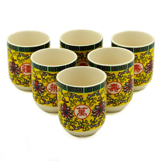 Herbal Tea Cups - Long Life Oriental Design at Luna Panther