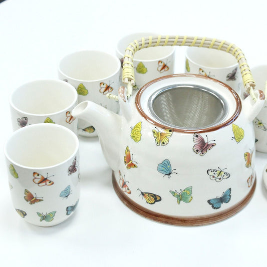 Polished Herbal Teapot Set - Butterflies featuring natural patterning and unique variations - Luna Panther