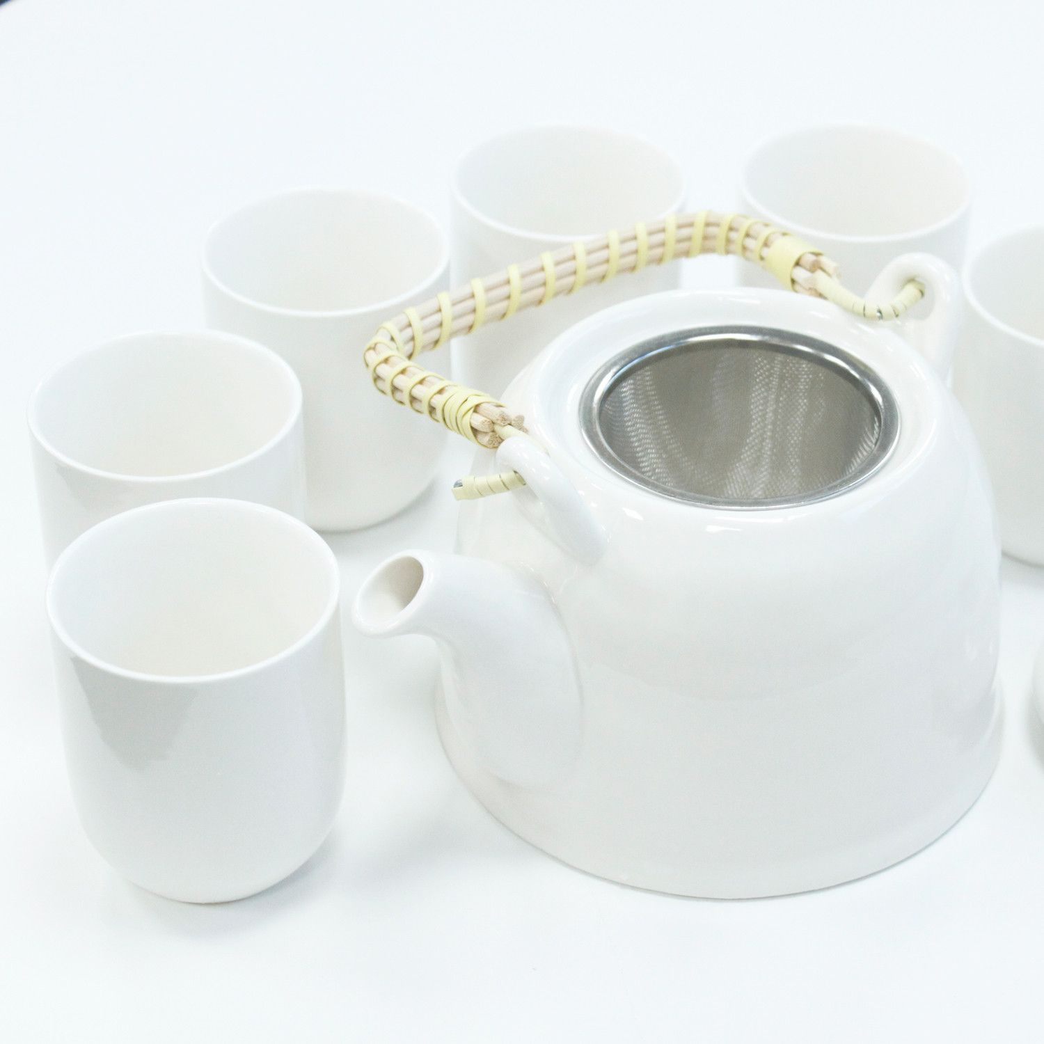 Polished Herbal Teapot Set - Classic White featuring natural patterning and unique variations - Luna Panther