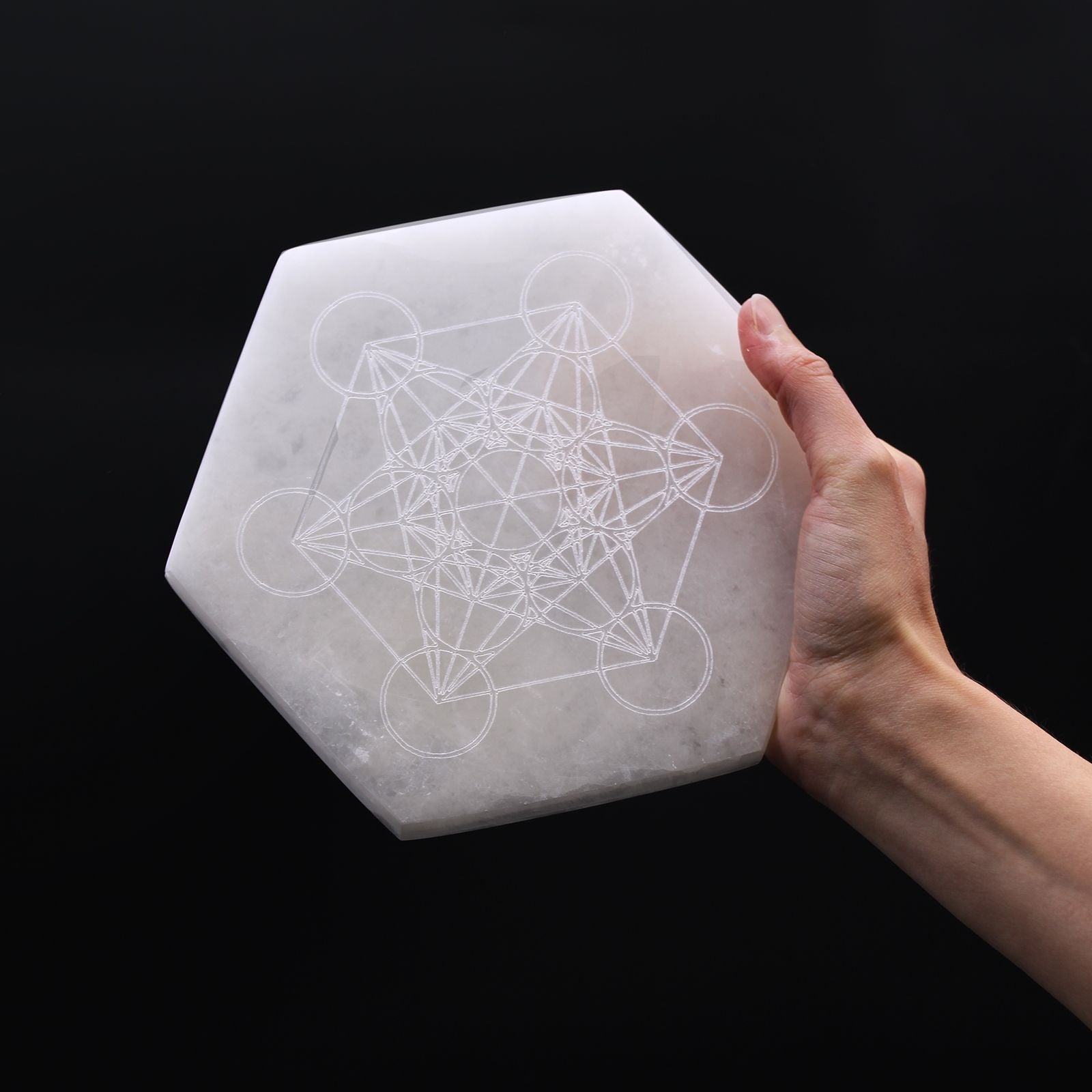 Polished Hexagonal Charging Plate 18cm - Direction & Decision featuring natural patterning and unique variations - Luna Panther