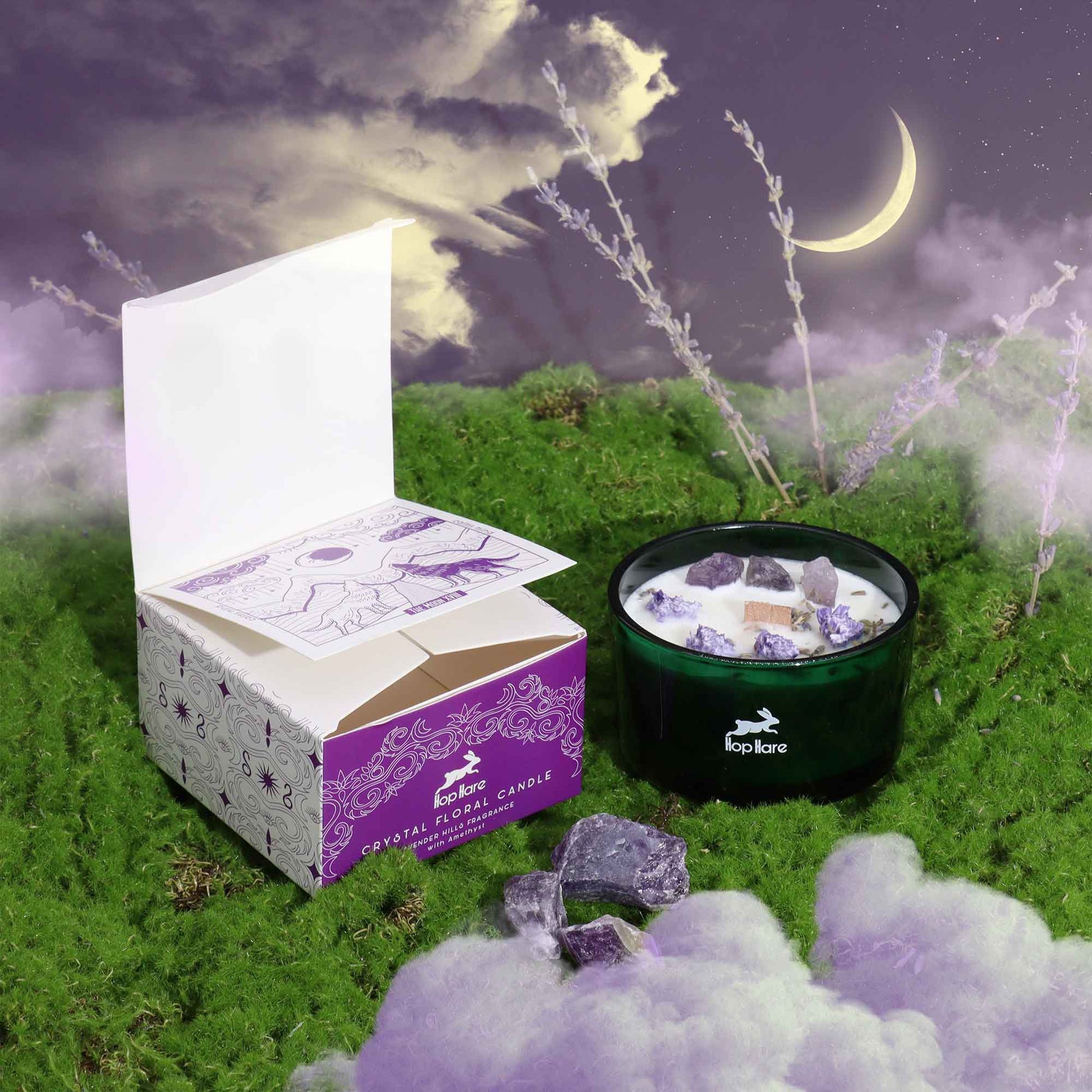 Hop Hare Crystal Magic Flower Candle - The Moon detail view 2 at Luna Panther