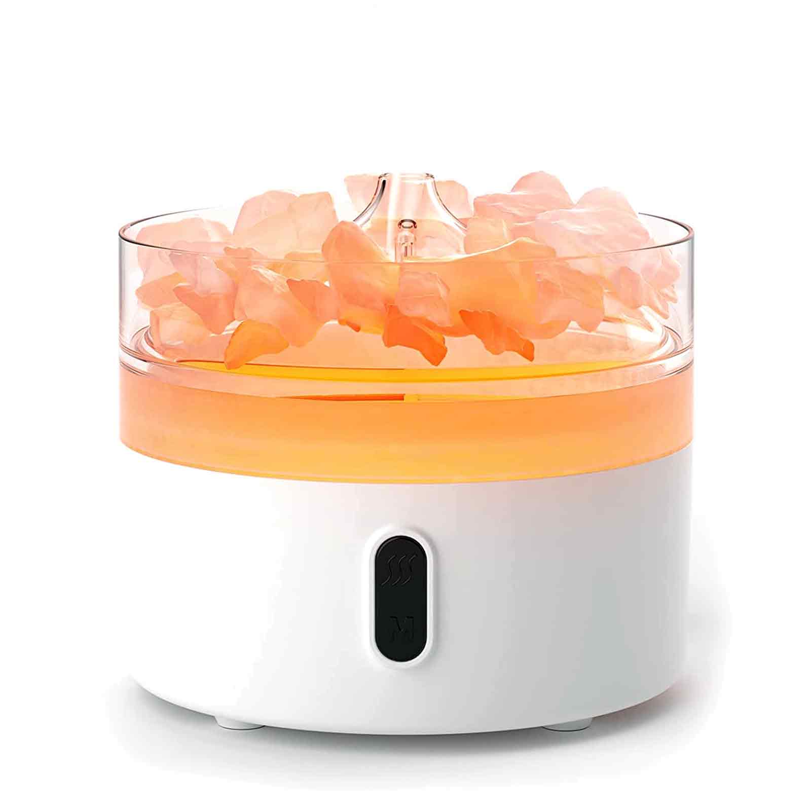 Polished Himalayan Salt Aroma Diffuser - Night Light - USB-C - Flame Effect ( salt included) featuring natural patterning and unique variations - Luna Panther