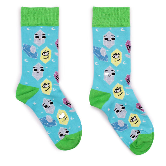 Polished Hop Hare Bamboo Socks - Lucky Gemstones S/M featuring natural patterning and unique variations - Luna Panther